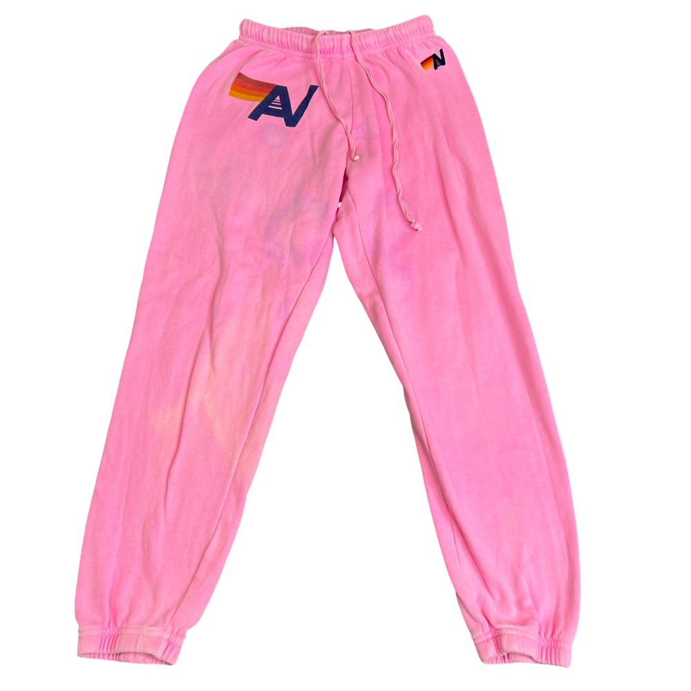 Aviator Nation Pink Logo Jogger Sweatpants XS USA - **Multiple Flaws**